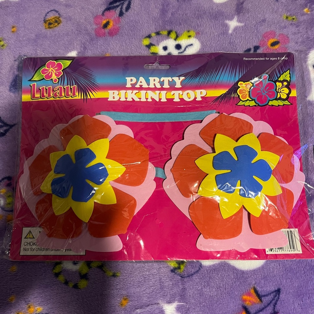 New Luau Party Seashell Shell Hibiscus Flower Floral Costume Bikini Top Bra OS🐚